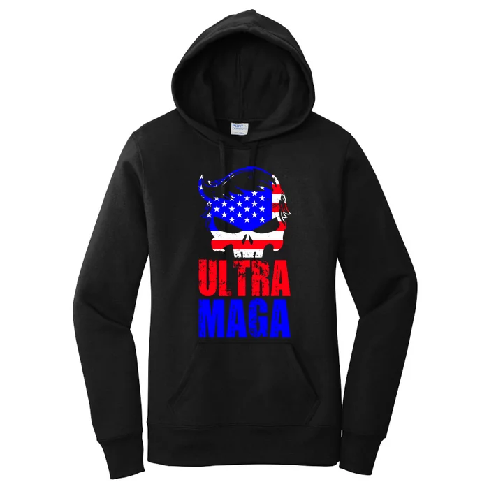 Ultra MAGA Funny Conservative Anti Biden Women's Pullover Hoodie