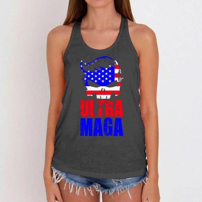 Ultra MAGA Funny Conservative Anti Biden Women's Knotted Racerback Tank