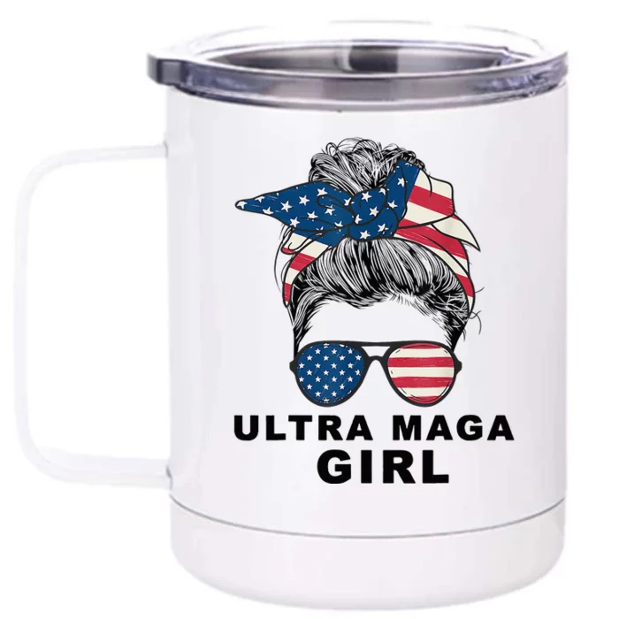 Ultra Mega Girl Patriotic Trump Republicans Conservatives Front & Back 12oz Stainless Steel Tumbler Cup