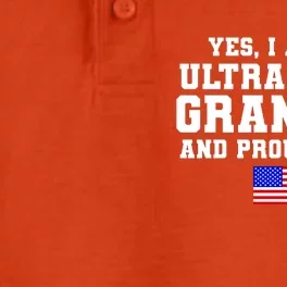 Ultra MAGA Grandpa And Proud Of It USA Pride Fathers Day 2022 Dry Zone Grid Performance Polo