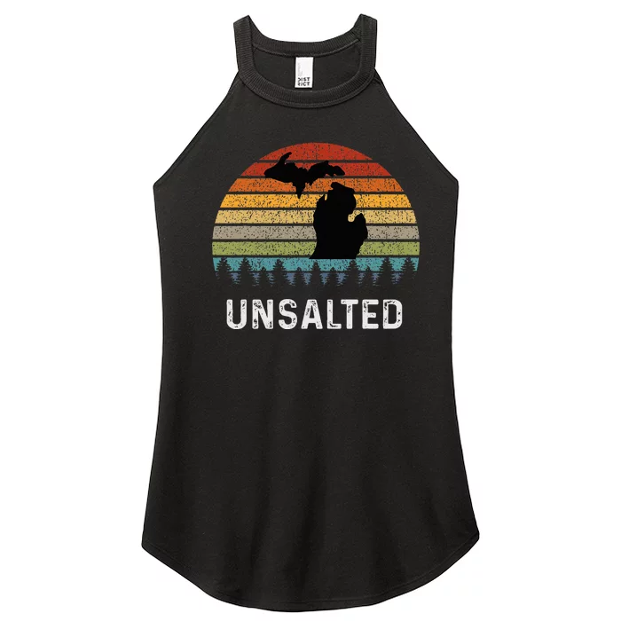 Unsalted Michigan Great Lakes Mi Retro Women’s Perfect Tri Rocker Tank