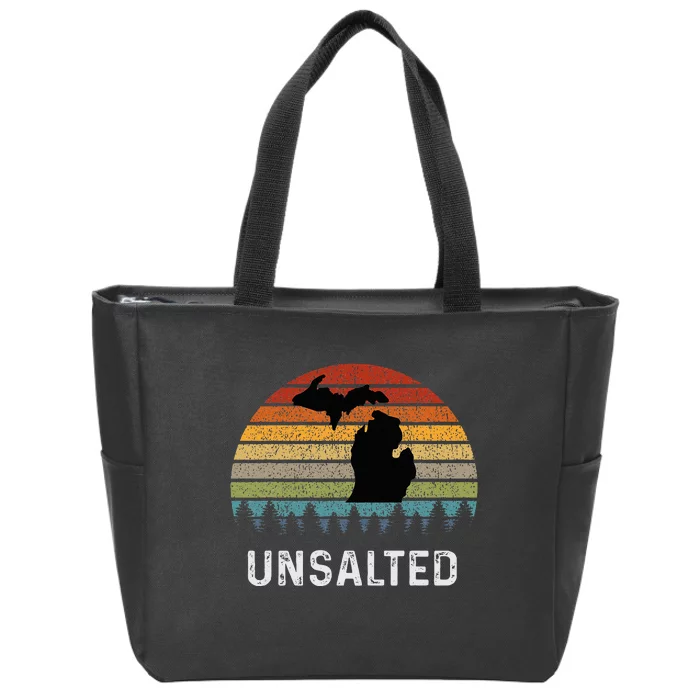 Unsalted Michigan Great Lakes Mi Retro Zip Tote Bag