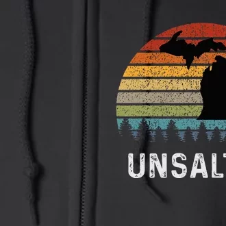 Unsalted Michigan Great Lakes Mi Retro Full Zip Hoodie