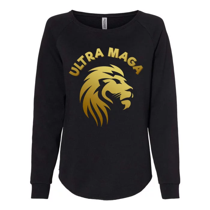 Ultra MAGA Gold Lion King The Great MAGA Womens California Wash Sweatshirt