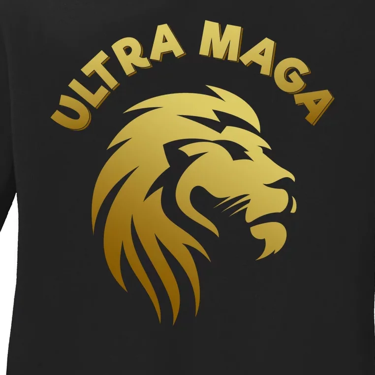 Ultra MAGA Gold Lion King The Great MAGA Ladies Long Sleeve Shirt