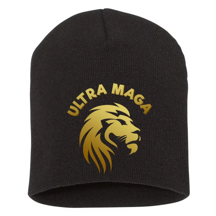 Ultra MAGA Gold Lion King The Great MAGA Short Acrylic Beanie