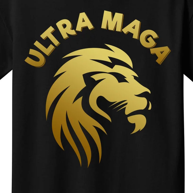 Ultra MAGA Gold Lion King The Great MAGA Kids T-Shirt