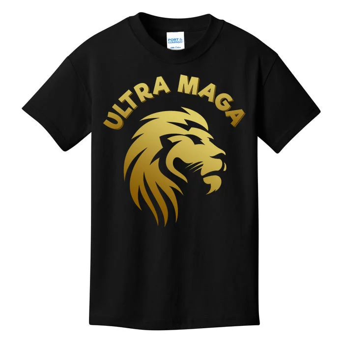 Ultra MAGA Gold Lion King The Great MAGA Kids T-Shirt