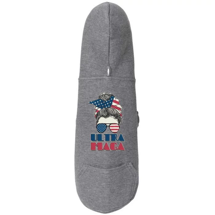 Ultra Maga Hair Bun Woman Doggie 3-End Fleece Hoodie