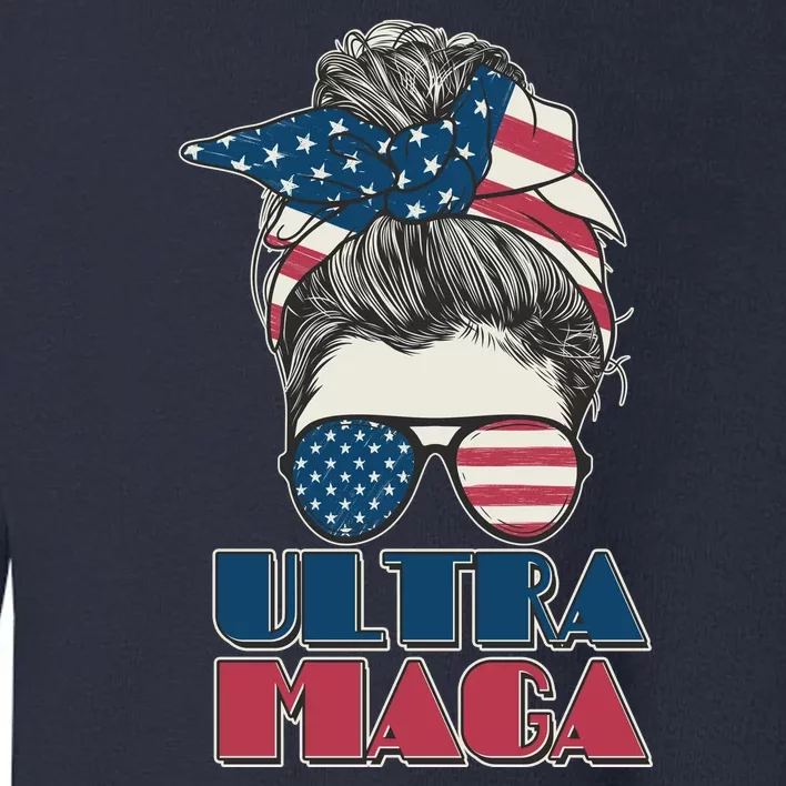 Ultra Maga Hair Bun Woman Toddler Sweatshirt