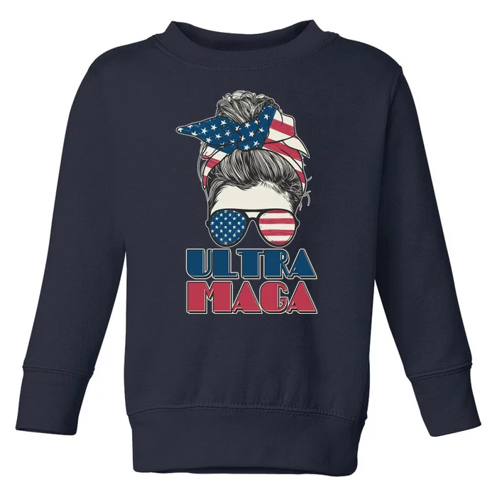 Ultra Maga Hair Bun Woman Toddler Sweatshirt