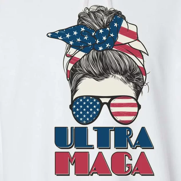 Ultra Maga Hair Bun Woman Garment-Dyed Fleece Hoodie