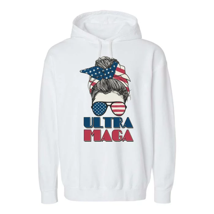 Ultra Maga Hair Bun Woman Garment-Dyed Fleece Hoodie