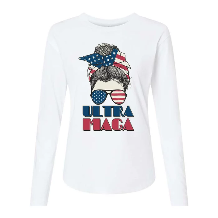 Ultra Maga Hair Bun Woman Womens Cotton Relaxed Long Sleeve T-Shirt