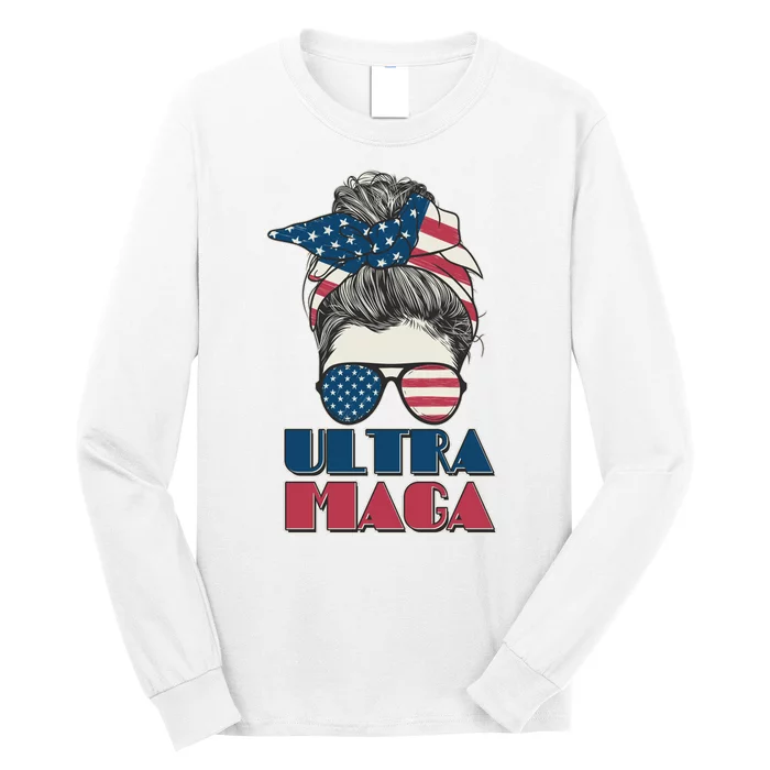 Ultra Maga Hair Bun Woman Long Sleeve Shirt