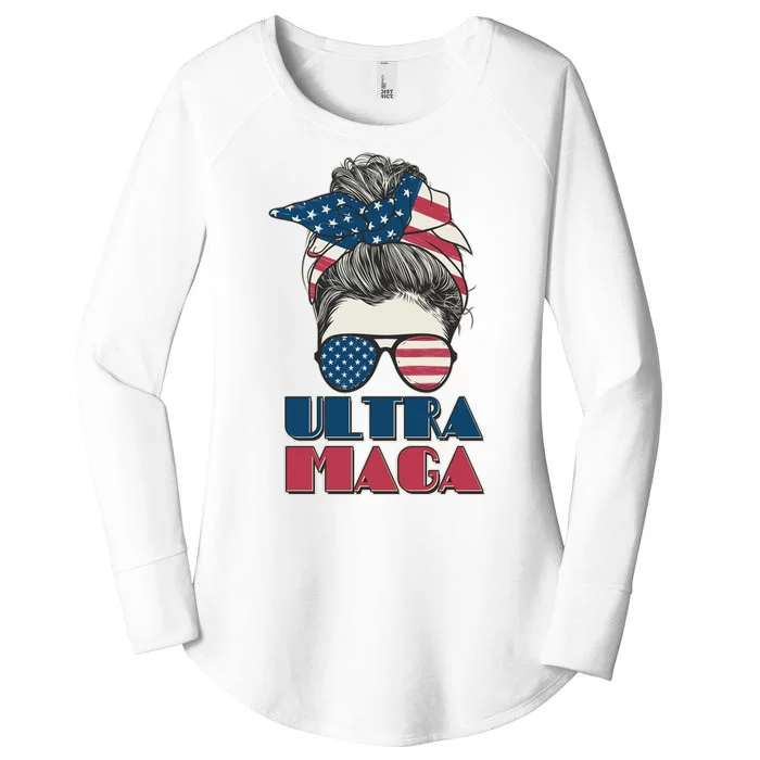 Ultra Maga Hair Bun Woman Women's Perfect Tri Tunic Long Sleeve Shirt