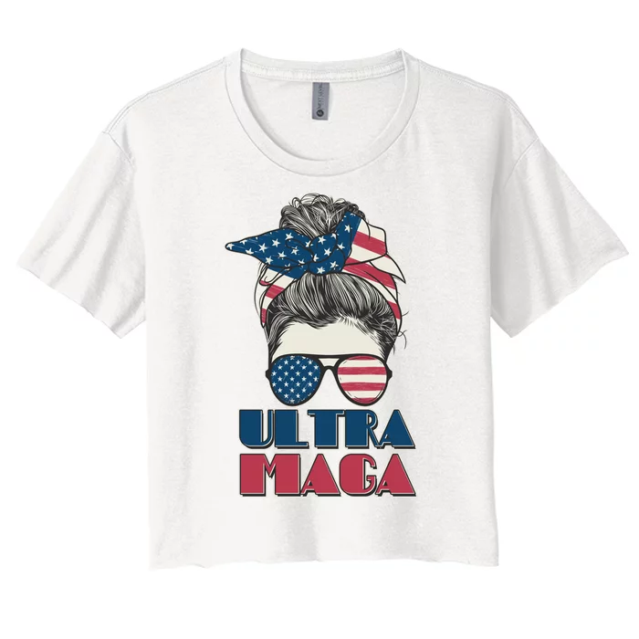 Ultra Maga Hair Bun Woman Women's Crop Top Tee