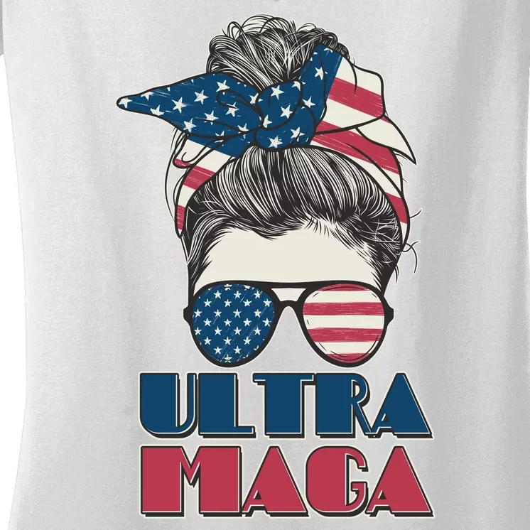 Ultra Maga Hair Bun Woman Women's V-Neck T-Shirt