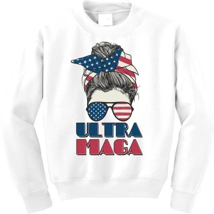 Ultra Maga Hair Bun Woman Kids Sweatshirt