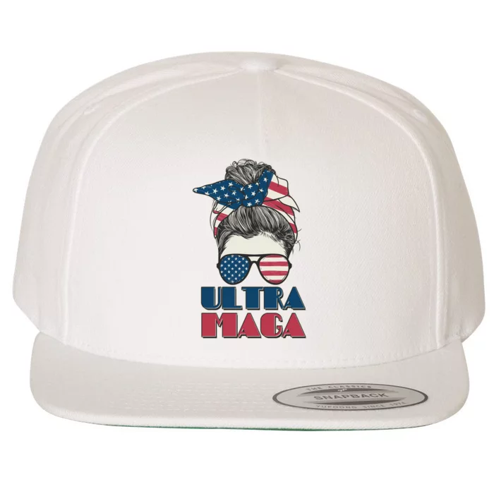 Ultra Maga Hair Bun Woman Wool Snapback Cap