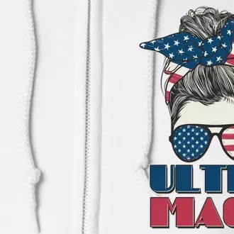 Ultra Maga Hair Bun Woman Full Zip Hoodie