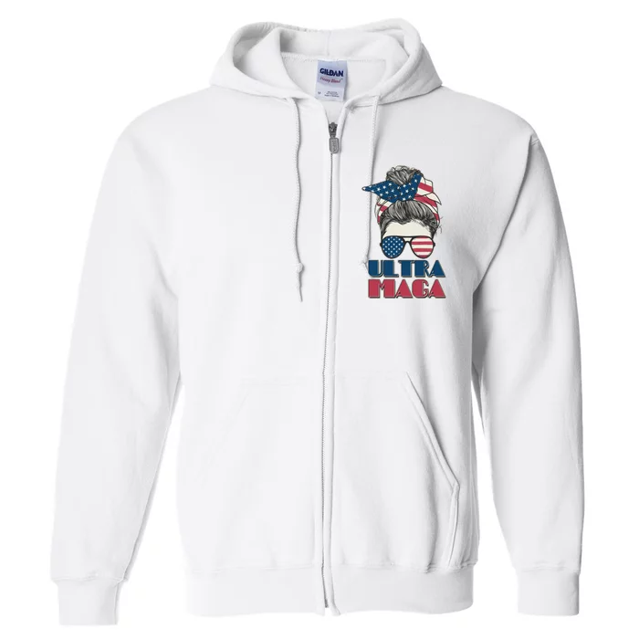 Ultra Maga Hair Bun Woman Full Zip Hoodie