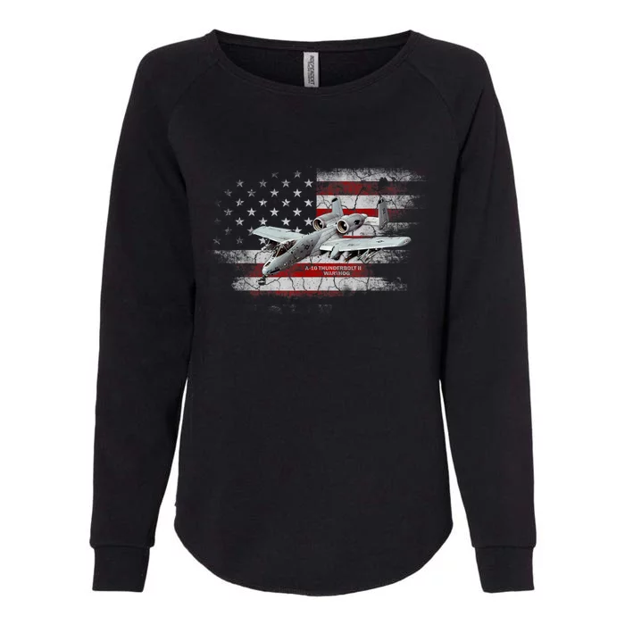 US Military Jet A10 Warthog US Warplane Fighter Jet Vintage Womens California Wash Sweatshirt