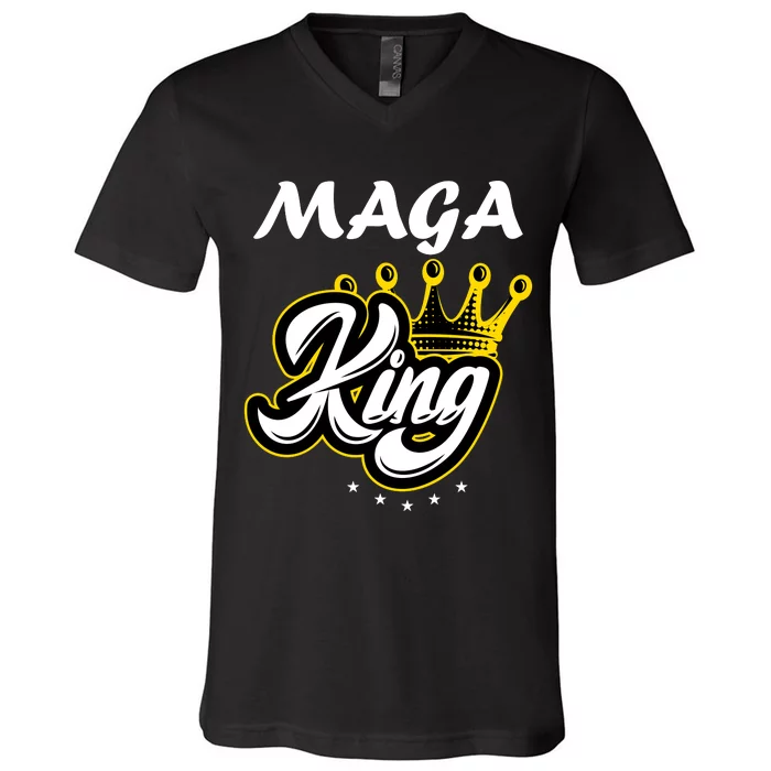 Ultra MAGA King Crown USA Trump 2024 Anti Biden V-Neck T-Shirt