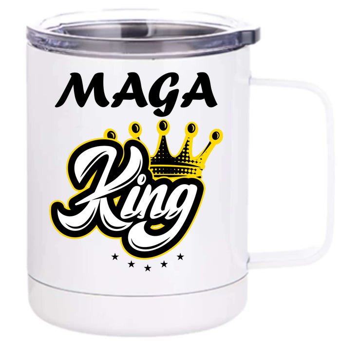 Ultra MAGA King Crown USA Trump 2024 Anti Biden Front & Back 12oz Stainless Steel Tumbler Cup