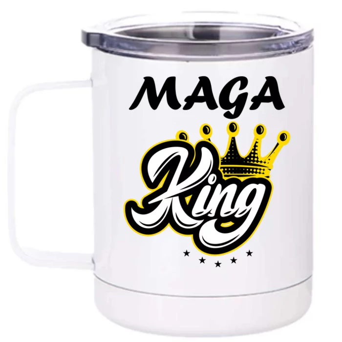 Ultra MAGA King Crown USA Trump 2024 Anti Biden Front & Back 12oz Stainless Steel Tumbler Cup