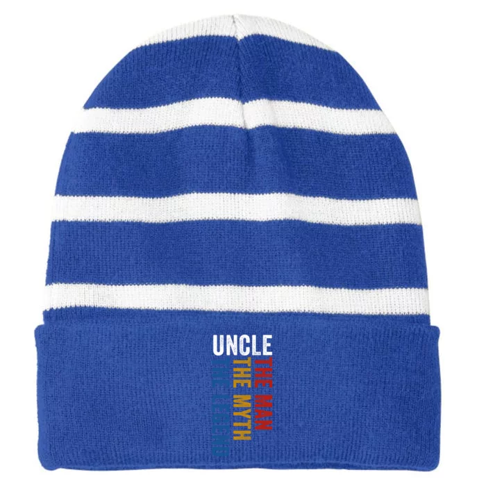 Uncle Myth Legend Funny Uncles Godfather Funny Gift Striped Beanie with Solid Band