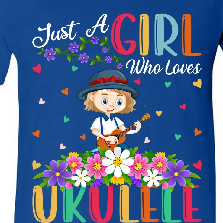 Ukulele Music Lover Just A Who Loves Ukulele Gift V-Neck T-Shirt