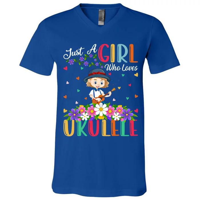 Ukulele Music Lover Just A Who Loves Ukulele Gift V-Neck T-Shirt