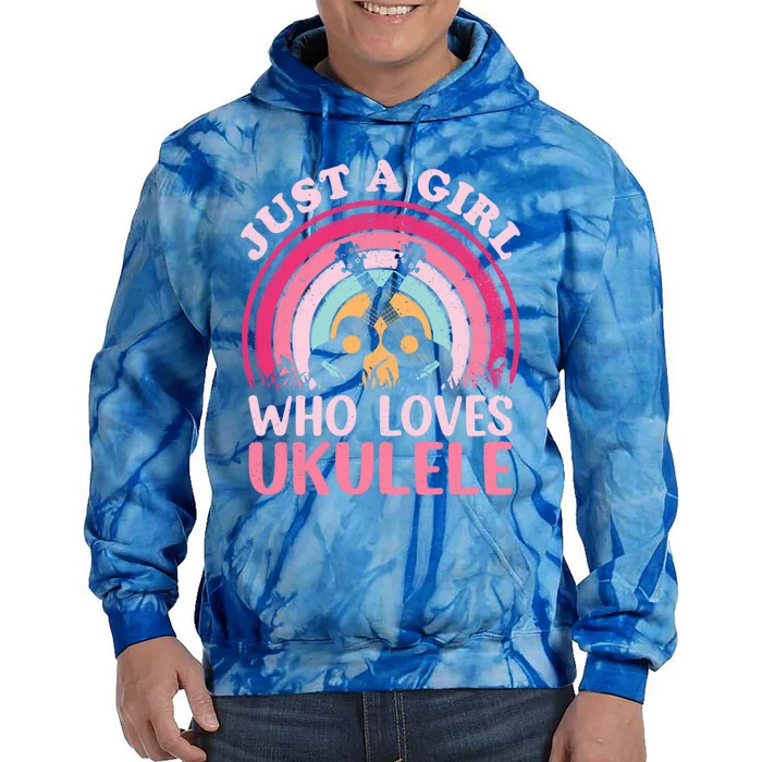 Ukulele Music Lover Vintage Just A Who Loves Ukulele Gift Tie Dye Hoodie