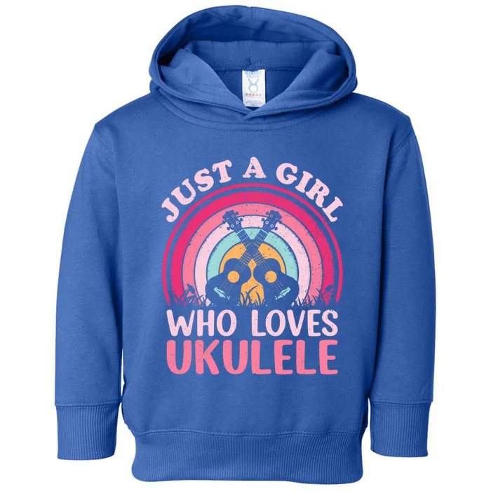 Ukulele Music Lover Vintage Just A Who Loves Ukulele Gift Toddler Hoodie