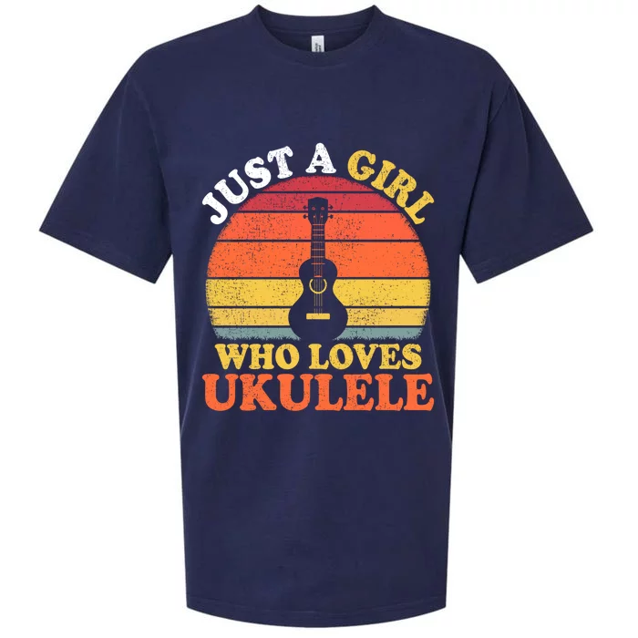 Ukulele Music Lover Vintage Just A Who Loves Ukulele Gift Sueded Cloud Jersey T-Shirt