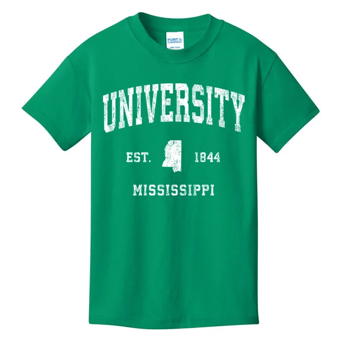 University Mississippi Ms Vintage Athletic Sports Kids T-Shirt