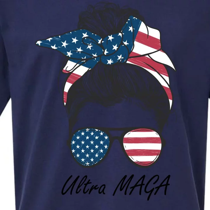 Ultra MAGA Messy Bun Parody Trump 2024 Anti Biden Sueded Cloud Jersey T-Shirt