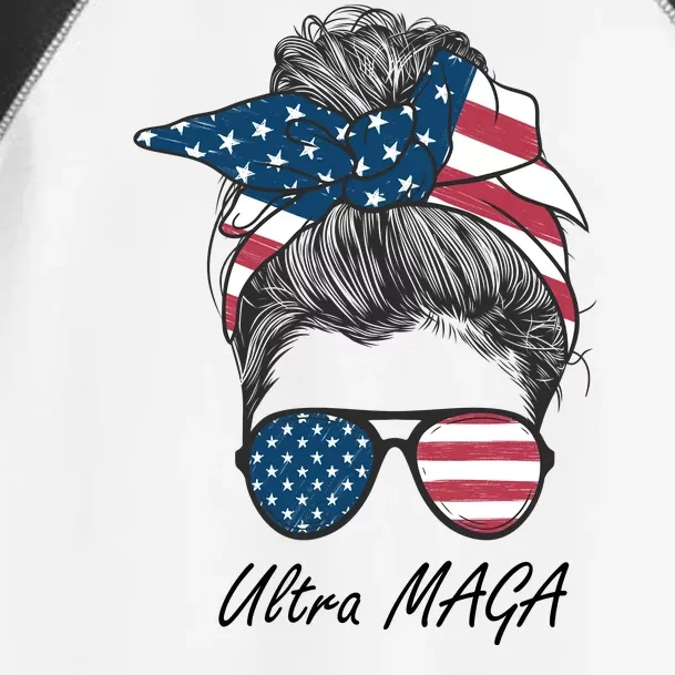 Ultra MAGA Messy Bun Parody Trump 2024 Anti Biden Toddler Fine Jersey T-Shirt