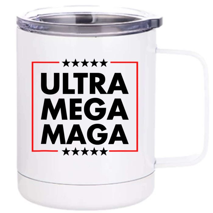 Ultra Mega Maga Trump Liberal Supporter Republican Family Front & Back 12oz Stainless Steel Tumbler Cup