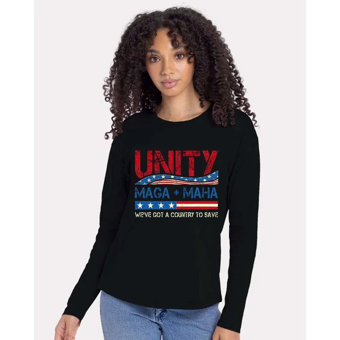 Unity Maga Maha WeVe Got A Country To Save American Flag Womens Cotton Relaxed Long Sleeve T-Shirt