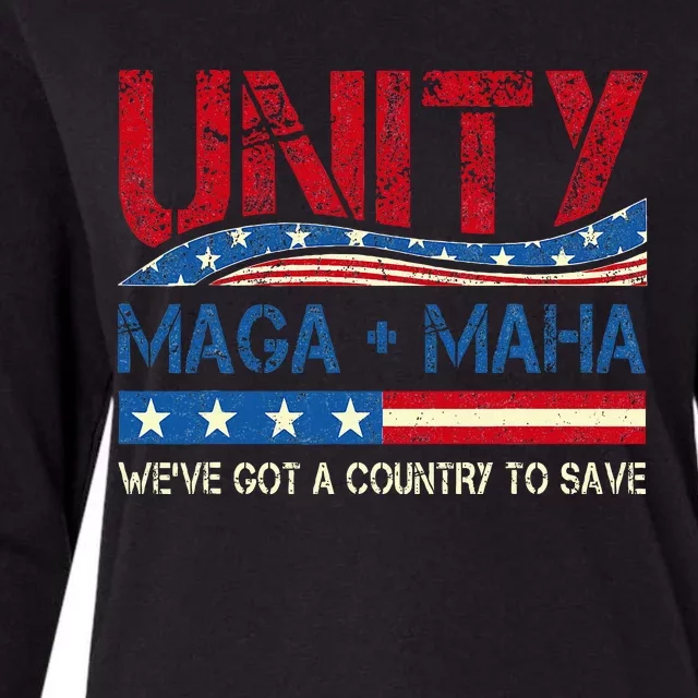 Unity Maga Maha WeVe Got A Country To Save American Flag Womens Cotton Relaxed Long Sleeve T-Shirt