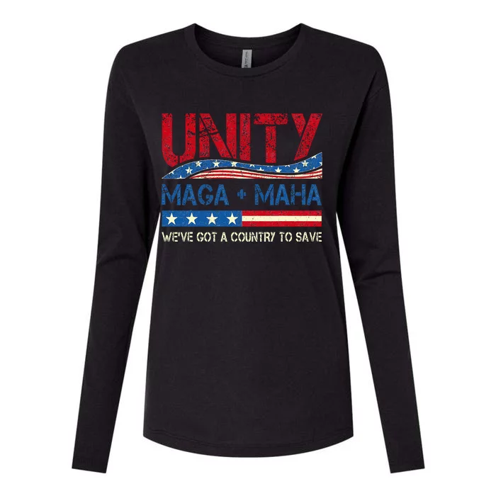 Unity Maga Maha WeVe Got A Country To Save American Flag Womens Cotton Relaxed Long Sleeve T-Shirt