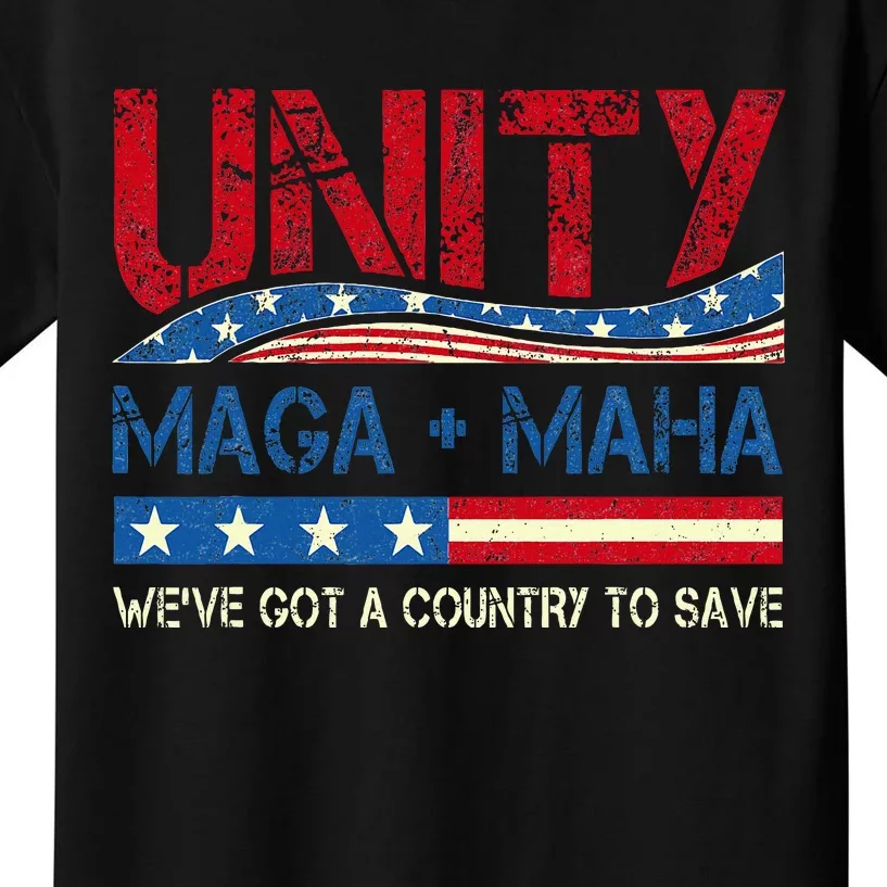 Unity Maga Maha WeVe Got A Country To Save American Flag Kids T-Shirt