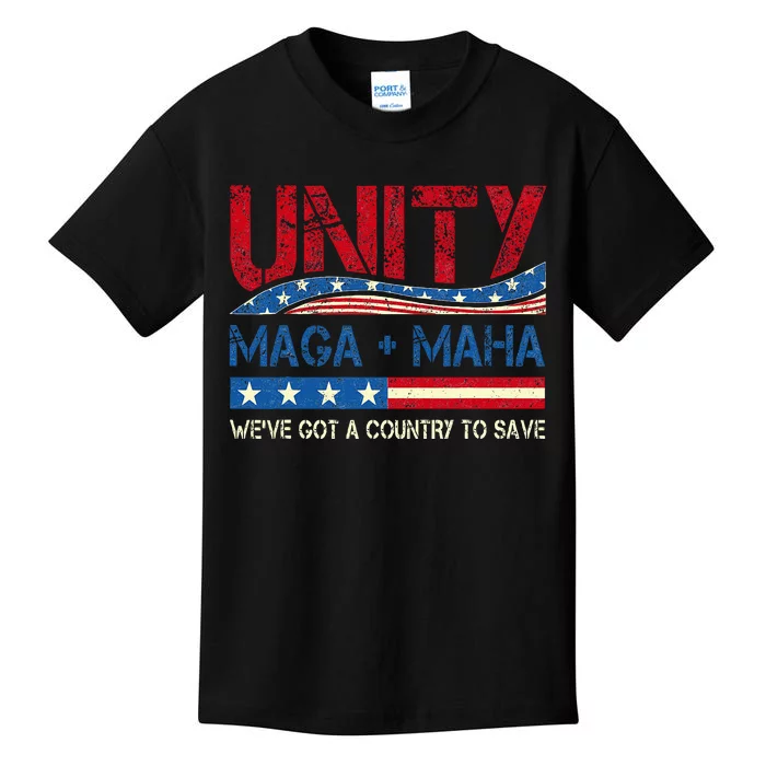 Unity Maga Maha WeVe Got A Country To Save American Flag Kids T-Shirt