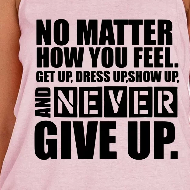 Ultimate Motivation Never Give Up Motivational Women's Knotted Racerback Tank