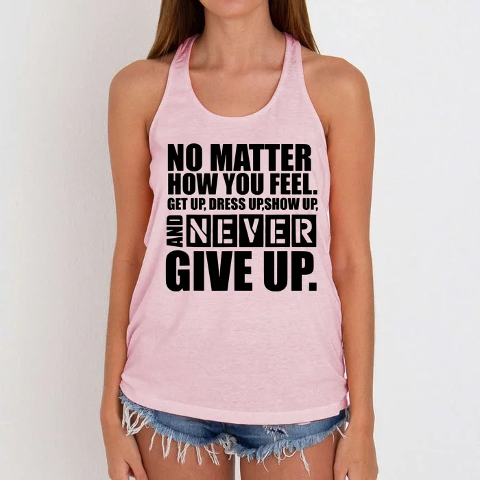 Ultimate Motivation Never Give Up Motivational Women's Knotted Racerback Tank