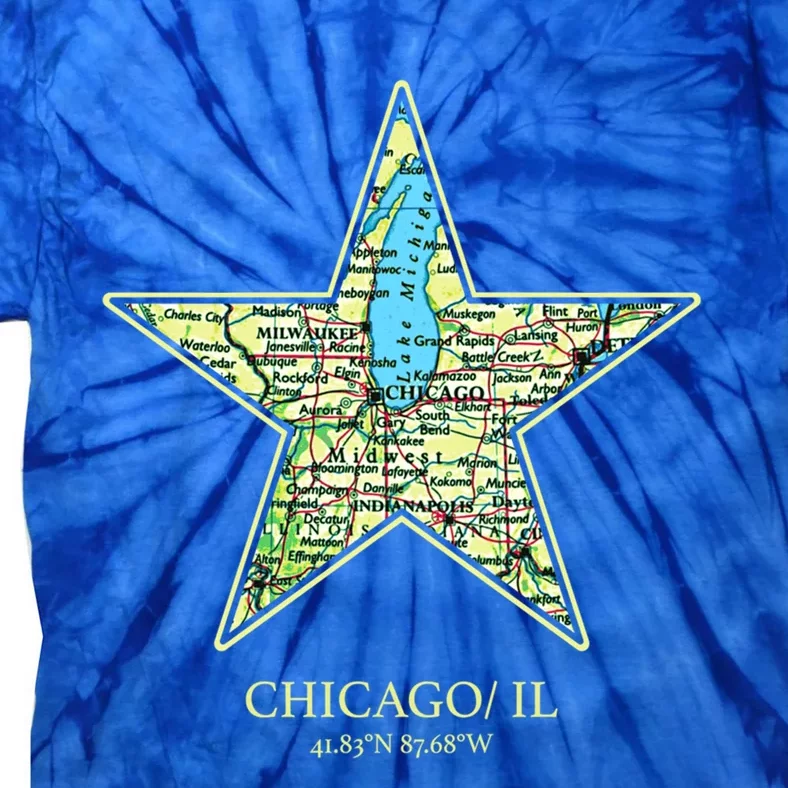 Usa Map Of Chicago City In Illinois Gift Tie-Dye T-Shirt