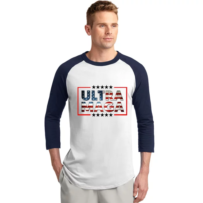 Ultra Maga Proud Patriotic American Flag Graphic UltraMaga Plus Size Shirts Baseball Sleeve Shirt