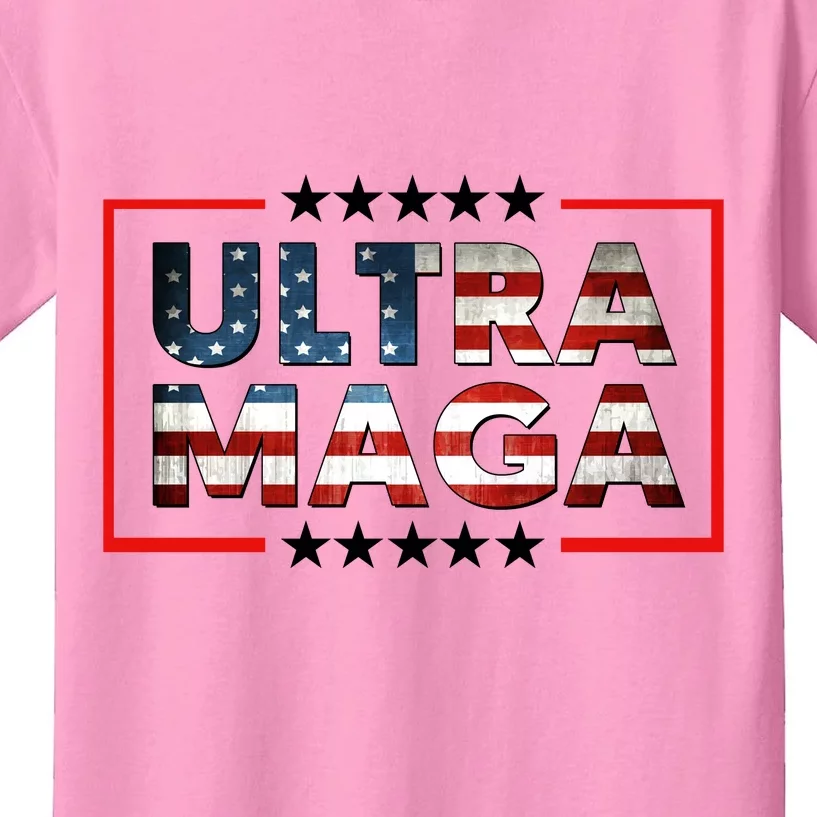 Ultra Maga Proud Patriotic American Flag Graphic UltraMaga Plus Size Shirts Kids T-Shirt